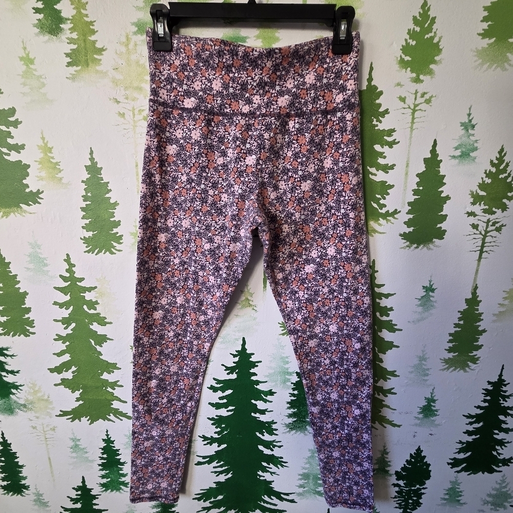 Forever 21 Floral Leggings - Pink and Black